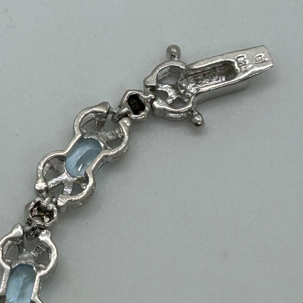 Sterling Silver Tennis Bracelet Blue Gemstones 6.5 " Vintage 1980 11.11grams - Picture 13 of 16